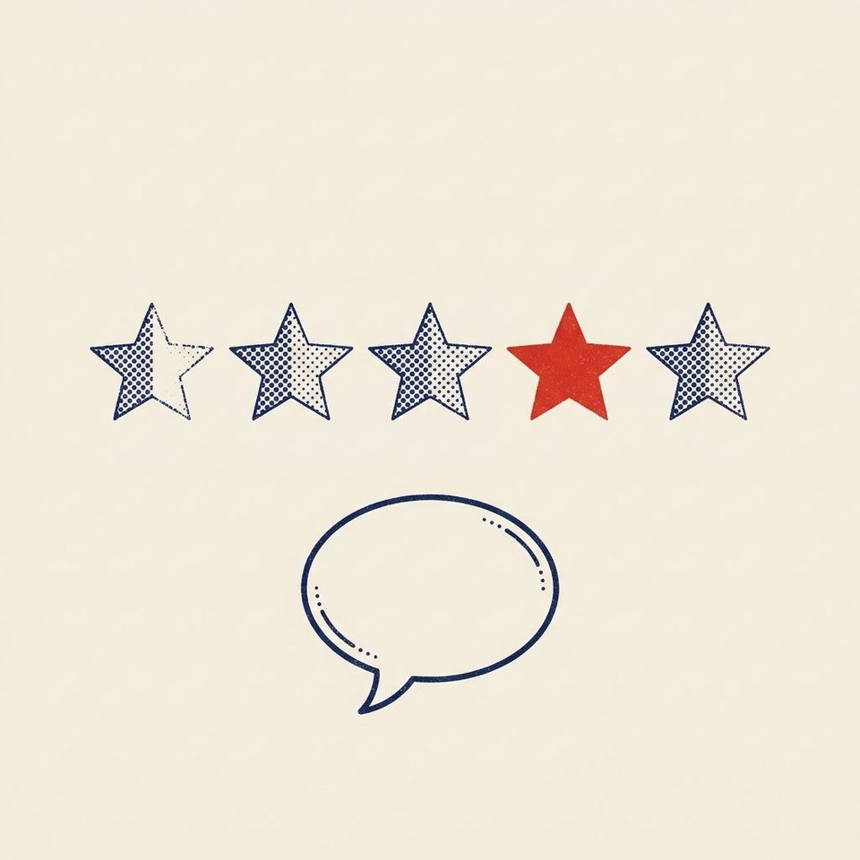 Illustration of review stars and customer credibility signals