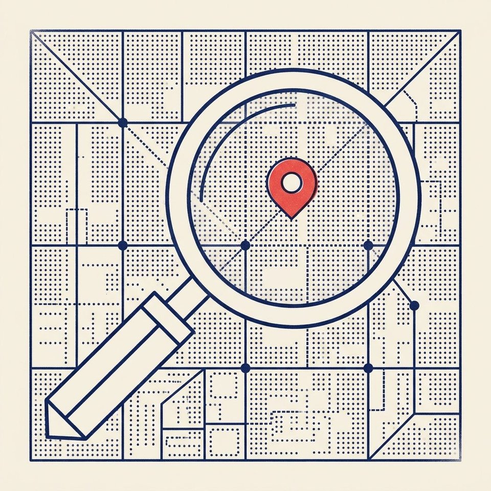 Illustration of search discoverability with magnifying glass and ranking signals